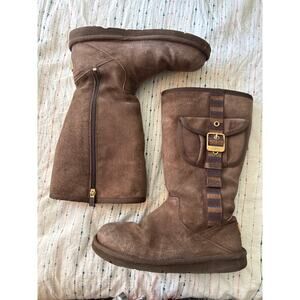 UGG Australia Retro Cargo Leather Shearling Boots Women’s Size 7